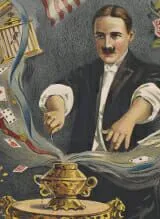 A vintage looking magician performing a magic trick, exuding timeless charm and elegance.