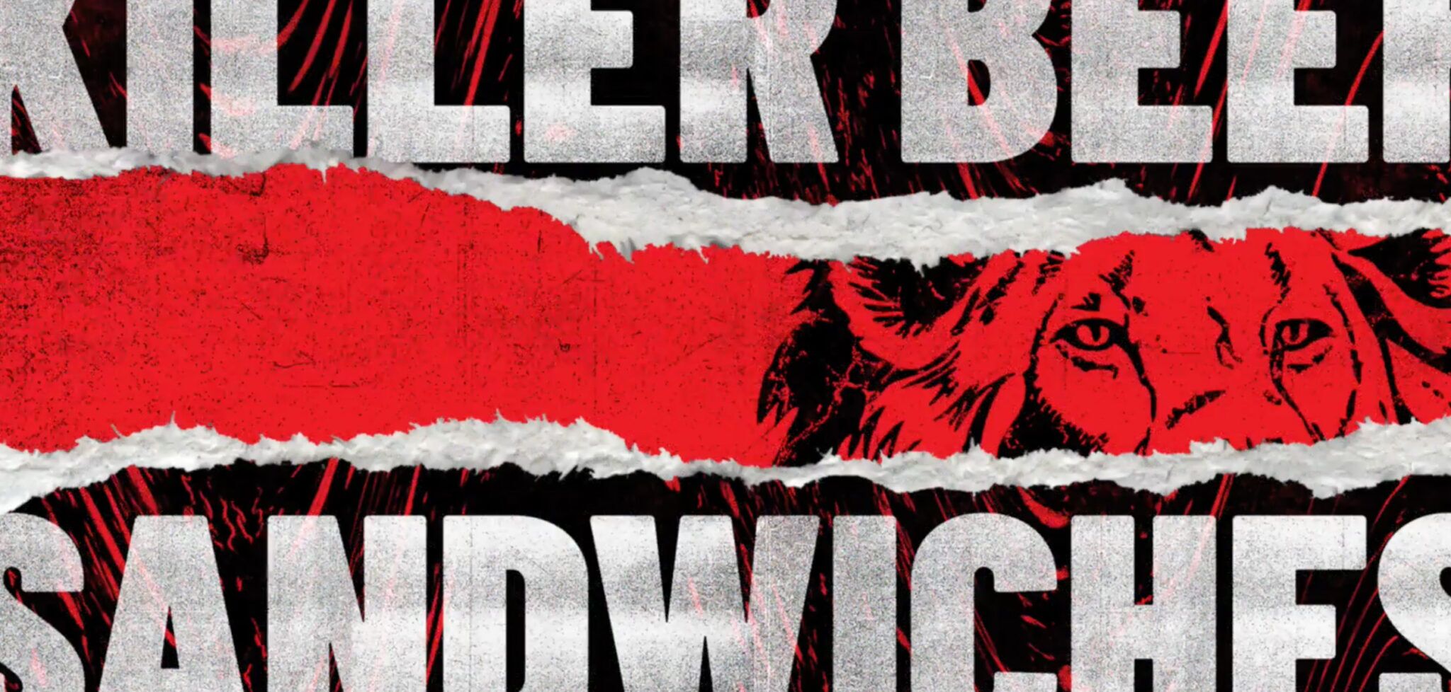 Graphic image of a lion with Killer Beef Sandwiches on it