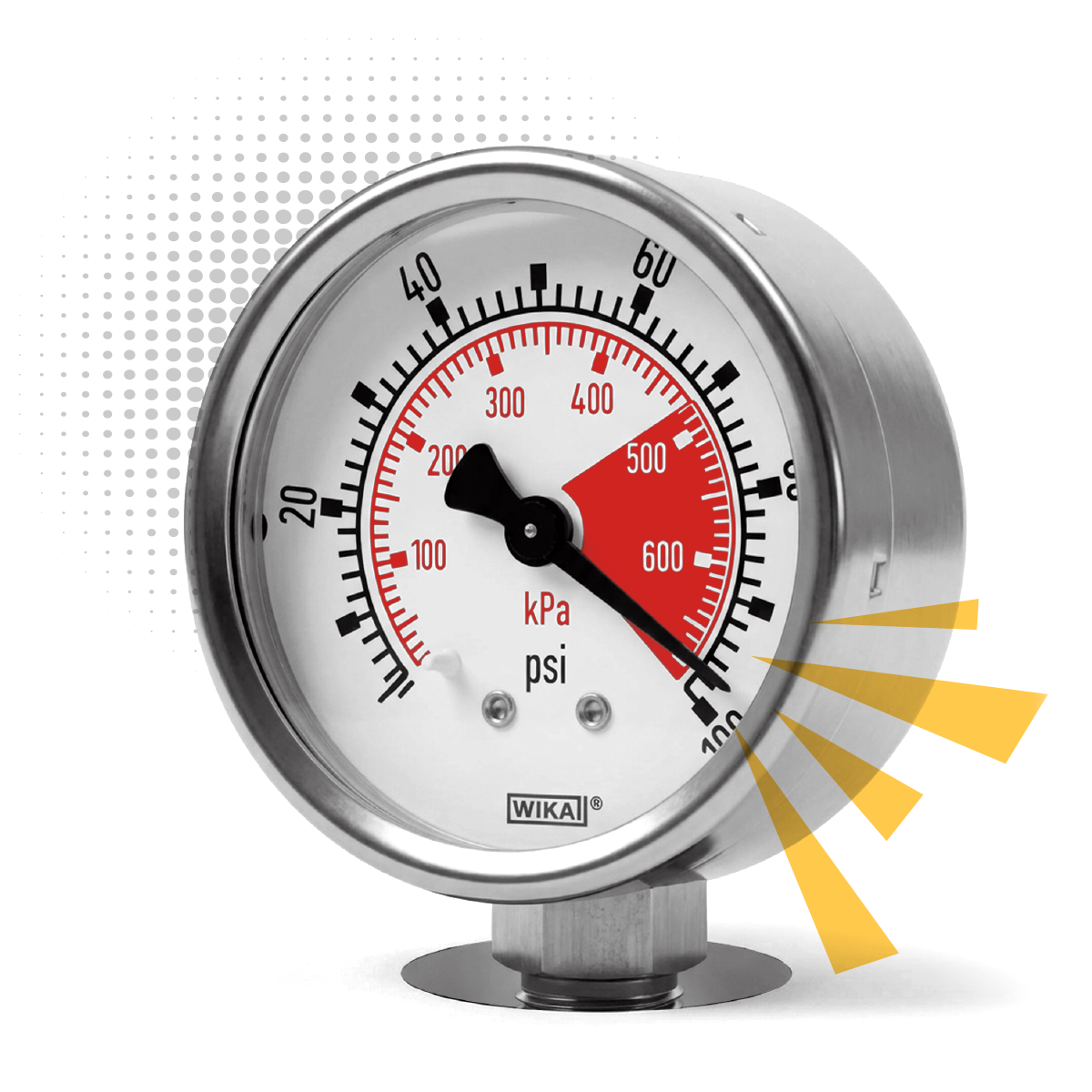 A pressure gauge with its needle climbing into the red